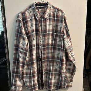 American Threads Red and Blue Casual Button Down Shirt